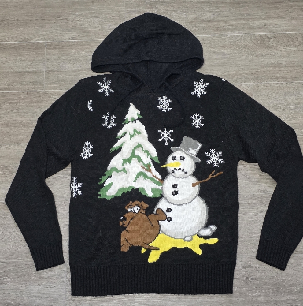 Ugly Christmas Sweater Womans Sz M Dog  Snowman Funny